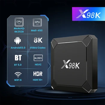 X98K TV Box RK3528 64-Битный Четырехъядерный Процессор Cortex-A53 Mali 450 MP2 GPU Smart TV Box С Удаленным Плеером, Совместимый С Android 13.0