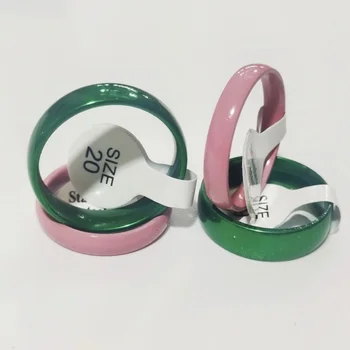 Оптовая продажа 36 шт 4 мм 6 мм Зеленое и розовое смешанное модное кольцо с внутренней дугой из нержавеющей стали