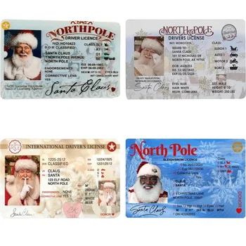 Рождественская открытка 2023 года, водительские права Санта-Клауса, водительские права в канун Рождества, Рождественский подарок для детей, Рождественское украшение