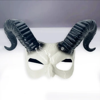 634C Козья маска Костюм на Хэллоуин, маска на голову, рога, маска на голову, рога, Козья маска, косплей, игрушечный реквизит