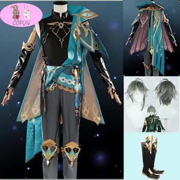 S-2XL Игровой костюм Genshin Impact Alhaitham для косплея на Хэллоуин, одежда для ролевых игр, мужской комплект, обувь для парика