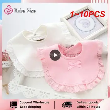 1 ~ 10ШТ Модные хлопковые детские нагрудники с бантом в стиле принцессы из хлопка для новорожденных, милые детские нагрудники из ткани для отрыжки, слюнявчики