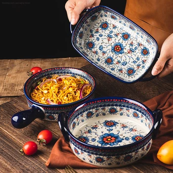 Керамическая посуда Daisy бытовая бинауральная кастрюля для супа американская тарелка миска для лапши быстрого приготовления в польском стиле ежедневный керамический набор