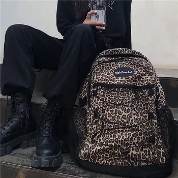 Модный темно-сексуальный женский рюкзак с леопардовым принтом в корейском стиле Ins, большой емкости, универсальный школьный рюкзак для отдыха Y2k, унисекс, рюкзак для путешествий