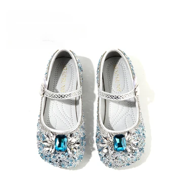 zapatos niña/ Обувь для девочек 2023 года; Обувь принцессы; Осенняя обувь для маленьких девочек; Туфли с украшением в виде кристаллов; модная обувь на плоской подошве; детская обувь туфли