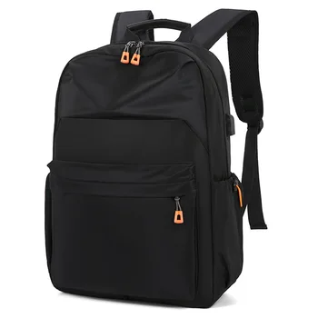 Повседневный мужской Рюкзак Для ноутбука 15,6-дюймовый Черный Рюкзак для компьютера Студента Оксфордского колледжа USB-Зарядка Большой Емкости