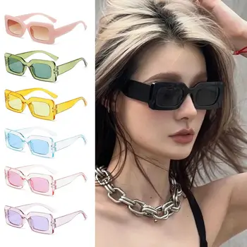 Прямоугольные солнцезащитные очки ярких цветов с защитой от UV400, Винтажные оттенки, солнцезащитные очки Y2K для вечеринок