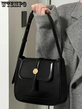 Черная сумка через плечо из искусственной кожи, застежка-молния, Регулируемый плечевой ремень, женская сумка подмышками, Элегантная сумка для деловых поездок, новинка 2023 года